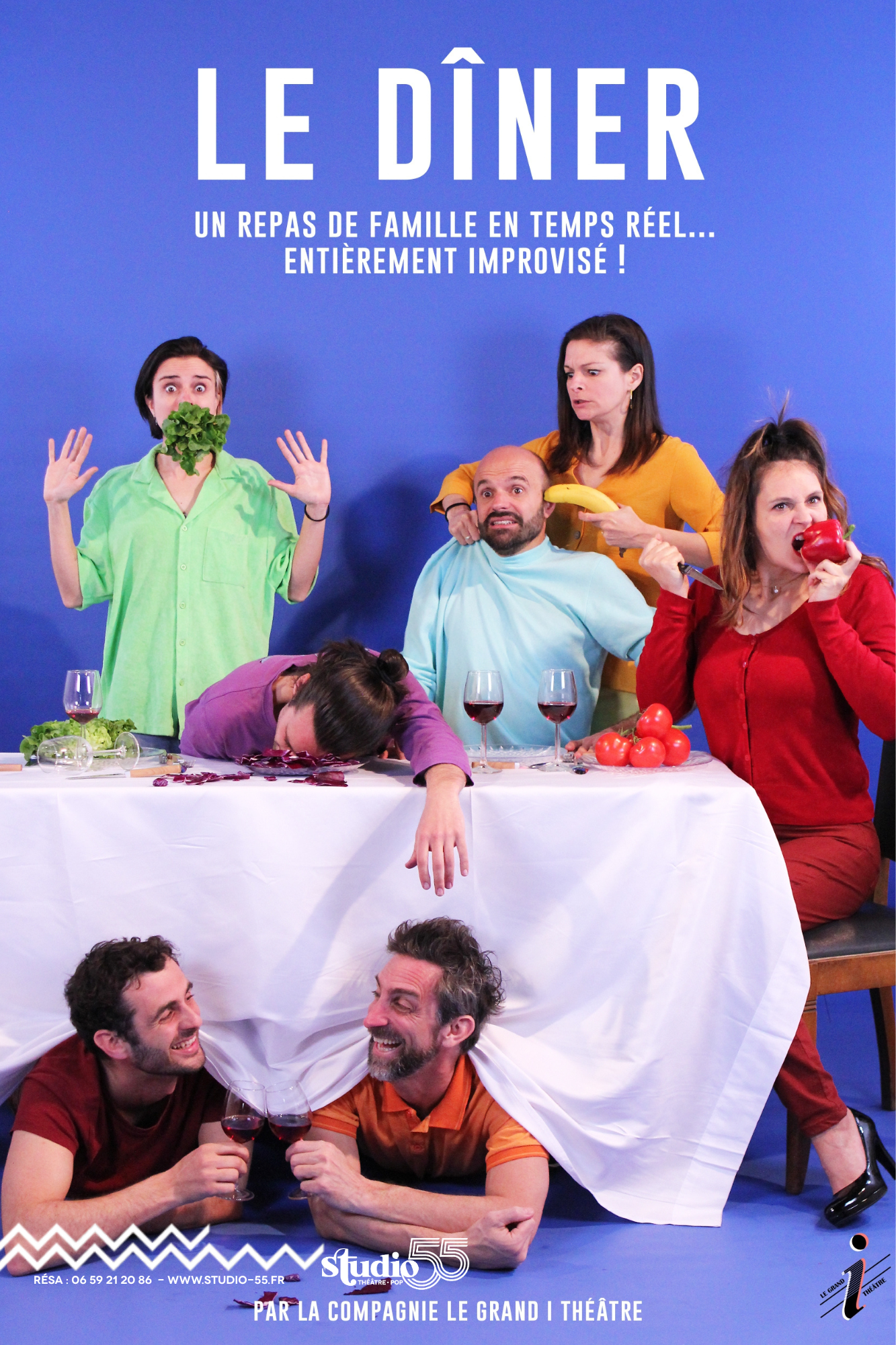 Affiche du spectacle d'improvisation Le Dîner au Studio 55 à Toulouse