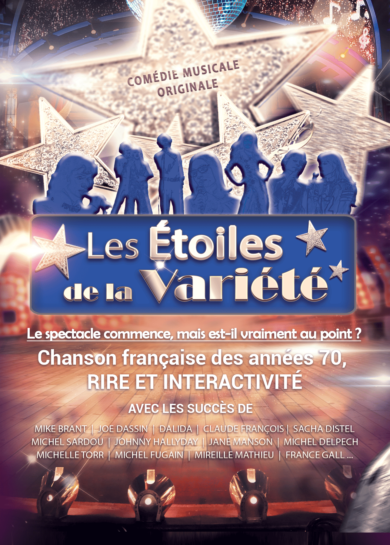 Affiche de la comédie musicale Les Étoiles de la Variété au Cabaret Le Robinson, au Vernet près de Toulouse