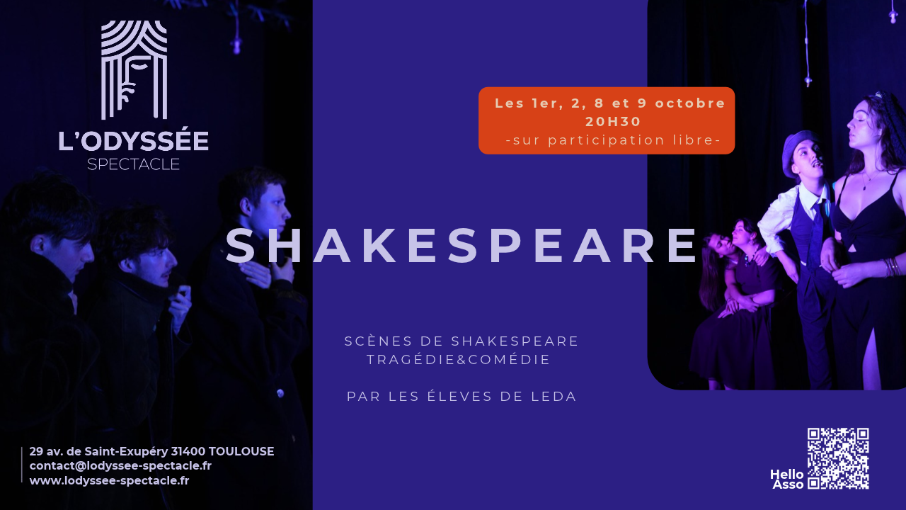 Scènes de Shakespeare par la 2e année de LEDA à L'Odyssée Spectacle à Toulouse